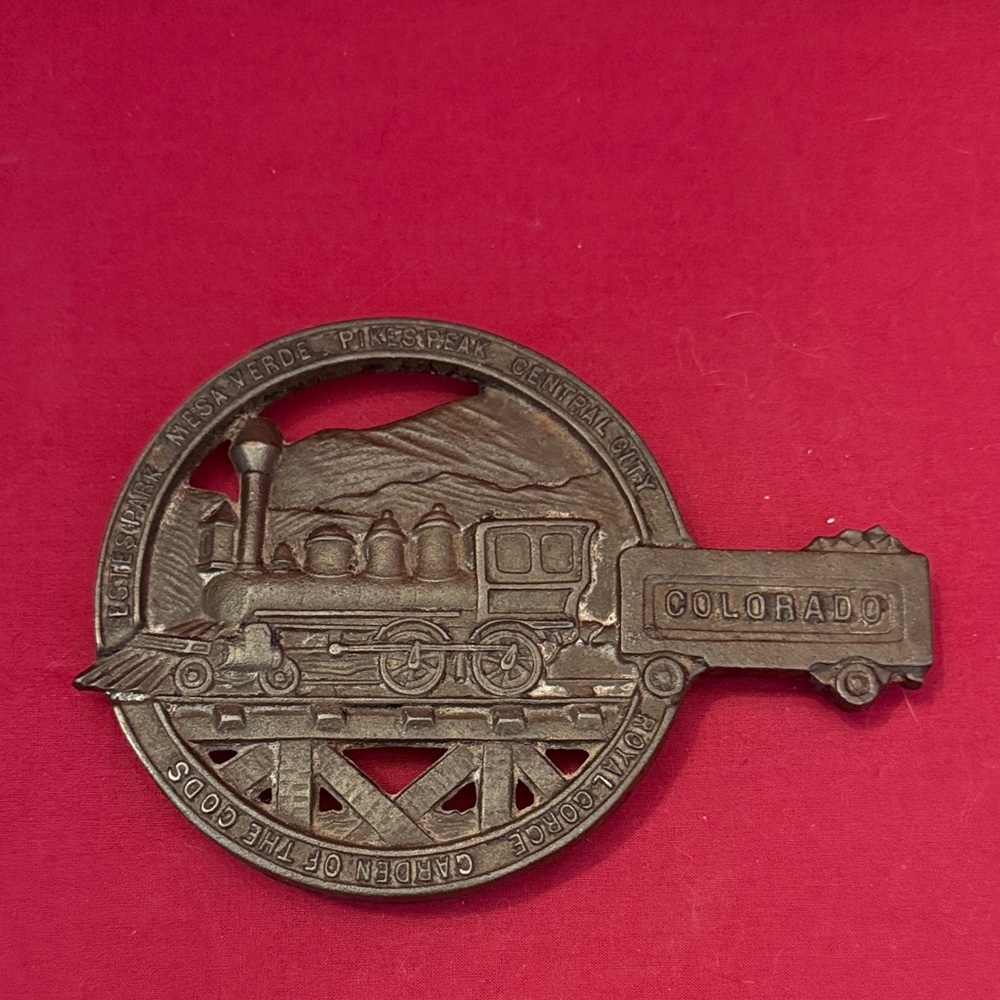 Vintage Colorado Train Iron Trivet